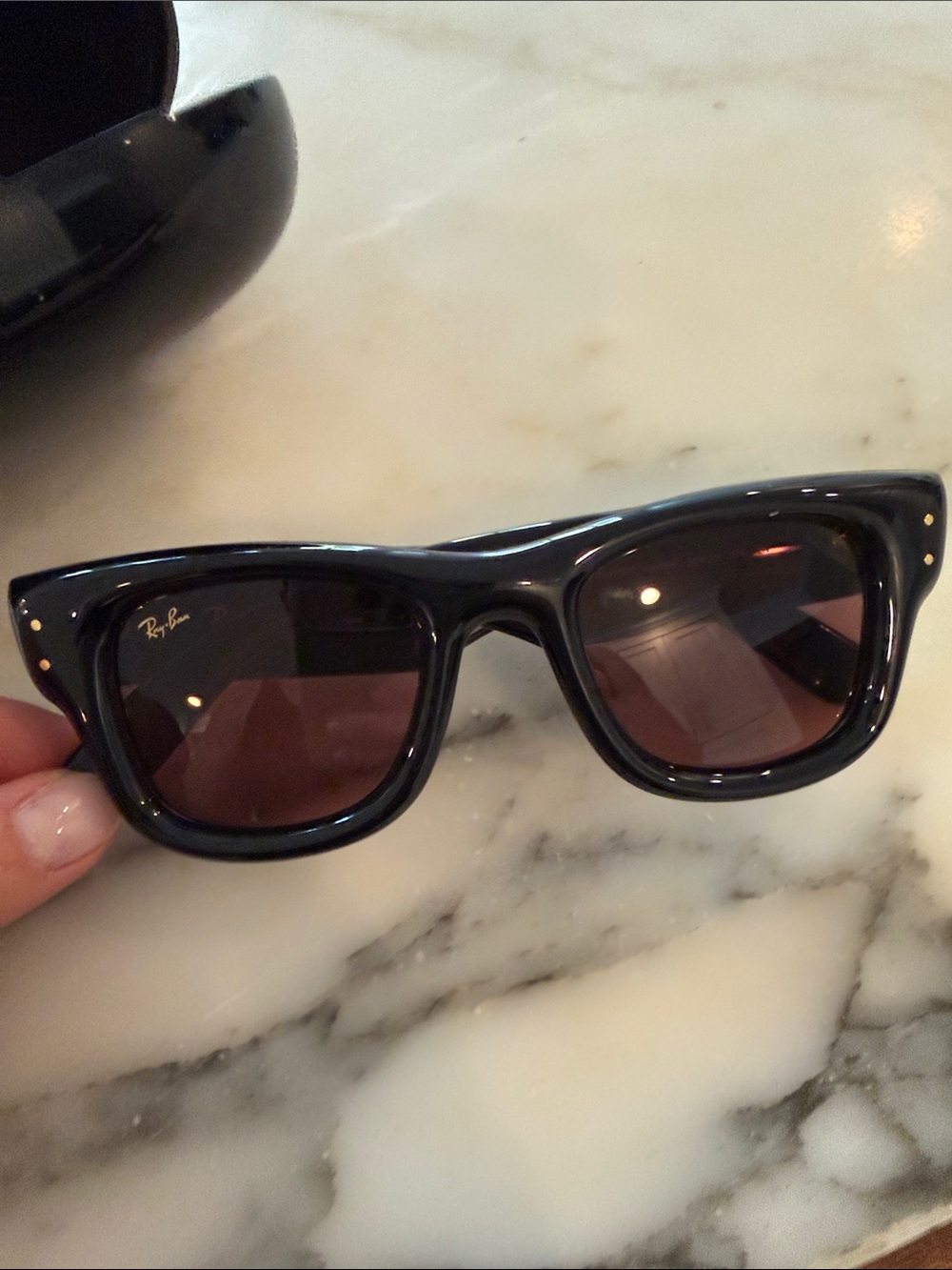 Ray-Ban Wayfarer Puffer Sunglasses - Black Frame with Dark Violet Lenses - Picture 6 of 6